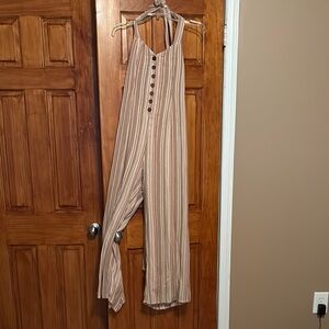 American Eagle, Striped Halter Jumpsuit